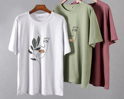 Gothic Graphic T Shirt Women 2023 Summer New Oversized Cotton Tees Casual Aesthetic Character Printed O Neck Tops