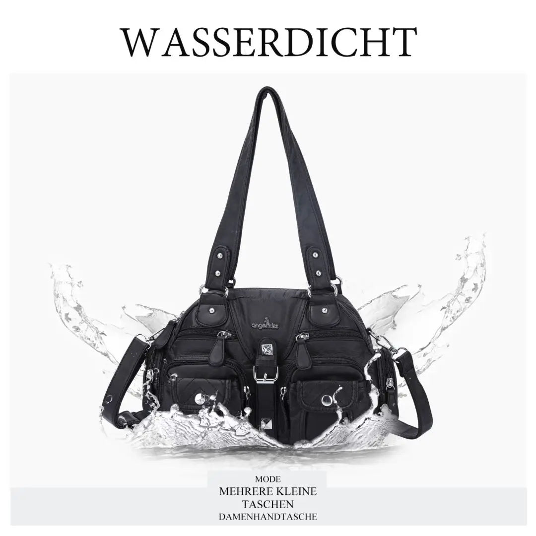 Women Small Handbags Satchel Top-handle Handbag PU Shoulder Bag 8”x11” Dumpling Pack Multi-pockets Shoulder Bag
