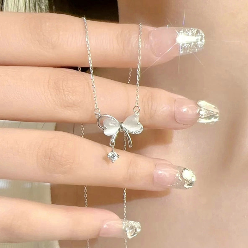 Fairy Elegant Pink Round Crystal Pendant Necklace Simple Design Korean Fashion Girls Women Star Clavicle Chain Jewelry Gifts