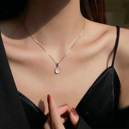 Fairy Elegant Pink Round Crystal Pendant Necklace Simple Design Korean Fashion Girls Women Star Clavicle Chain Jewelry Gifts