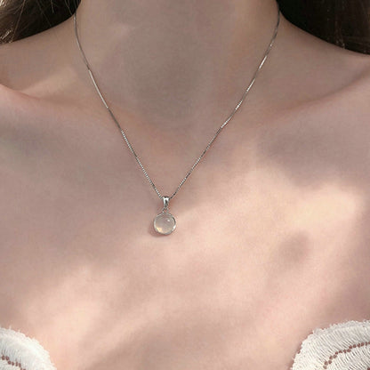 Fairy Elegant Pink Round Crystal Pendant Necklace Simple Design Korean Fashion Girls Women Star Clavicle Chain Jewelry Gifts