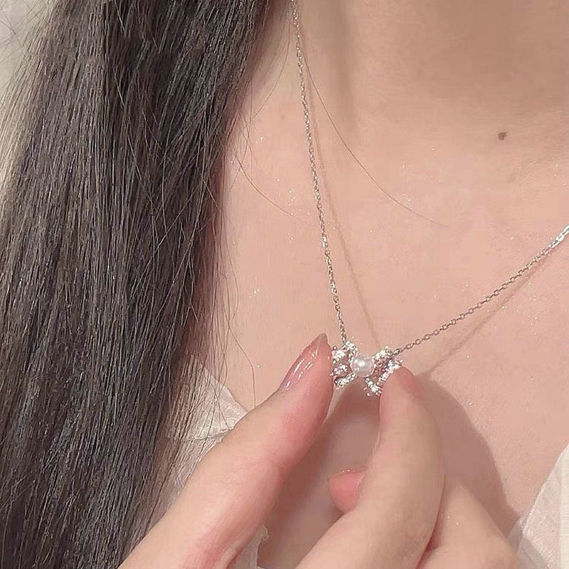 Fairy Elegant Pink Round Crystal Pendant Necklace Simple Design Korean Fashion Girls Women Star Clavicle Chain Jewelry Gifts