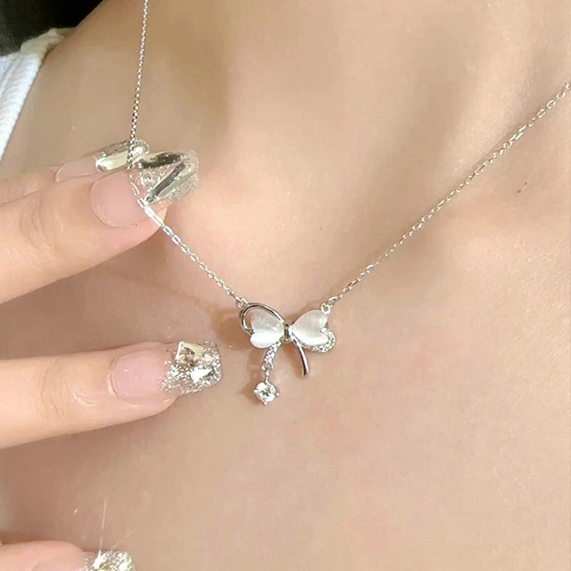 Fairy Elegant Pink Round Crystal Pendant Necklace Simple Design Korean Fashion Girls Women Star Clavicle Chain Jewelry Gifts