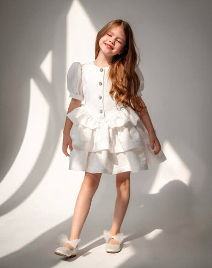 2-8Yrs Kids Girls Summer Dress Colorblock Doll Collar Elegant British-French Style Princess Dress UNITIM Children Girl Dress