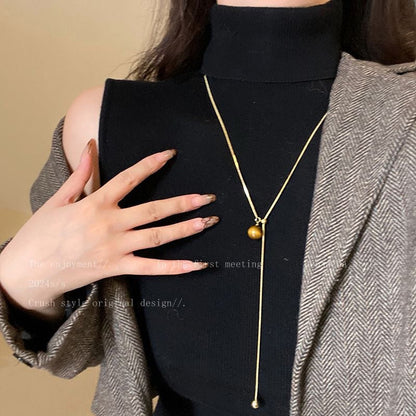 Fashion Metal Long Pull Necklaces for Women Luxury Elegant Silver Color Matte Snake Bone Chain Necklace Jewelry Accessories Gift