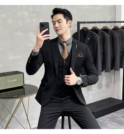 S-7XL Blazer Vest Pants High-end Brand Plaid Retro Business Suit Groom Wedding Party Slim Suit Fashion British Style Performance