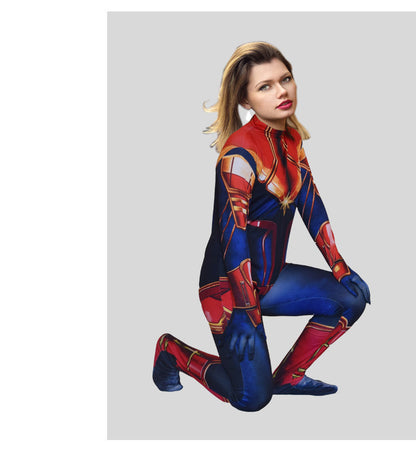 Movie Captain  Cosplay Costume Women Superhero Cos Stage Jumpsuit Halloween Carnival Role Play Party Zentai  Kids