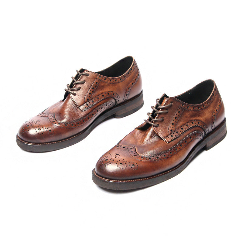 Genuine leather Men Formal Shoes Handcrafted Men Brogue Dress Shoes Classic Business Mens Oxford Shoes Luxury leather footwear