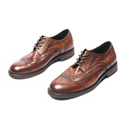 Genuine leather Men Formal Shoes Handcrafted Men Brogue Dress Shoes Classic Business Mens Oxford Shoes Luxury leather footwear