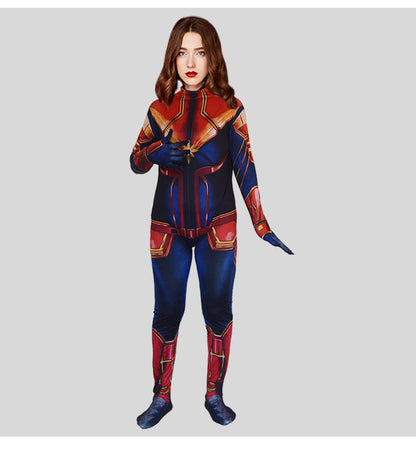 Movie Captain  Cosplay Costume Women Superhero Cos Stage Jumpsuit Halloween Carnival Role Play Party Zentai  Kids