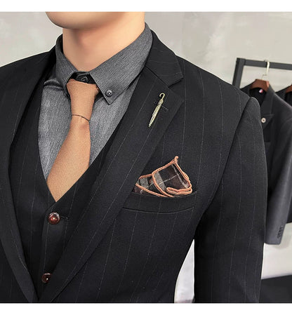 S-7XL Blazer Vest Pants High-end Brand Plaid Retro Business Suit Groom Wedding Party Slim Suit Fashion British Style Performance