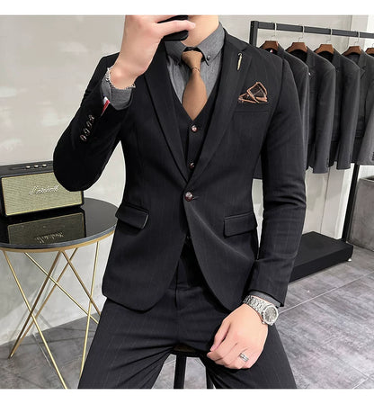 S-7XL Blazer Vest Pants High-end Brand Plaid Retro Business Suit Groom Wedding Party Slim Suit Fashion British Style Performance
