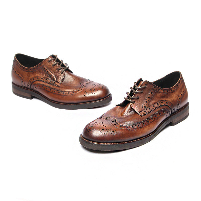 Genuine leather Men Formal Shoes Handcrafted Men Brogue Dress Shoes Classic Business Mens Oxford Shoes Luxury leather footwear