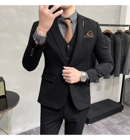 S-7XL Blazer Vest Pants High-end Brand Plaid Retro Business Suit Groom Wedding Party Slim Suit Fashion British Style Performance
