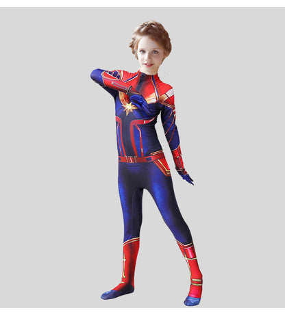 Movie Captain  Cosplay Costume Women Superhero Cos Stage Jumpsuit Halloween Carnival Role Play Party Zentai  Kids
