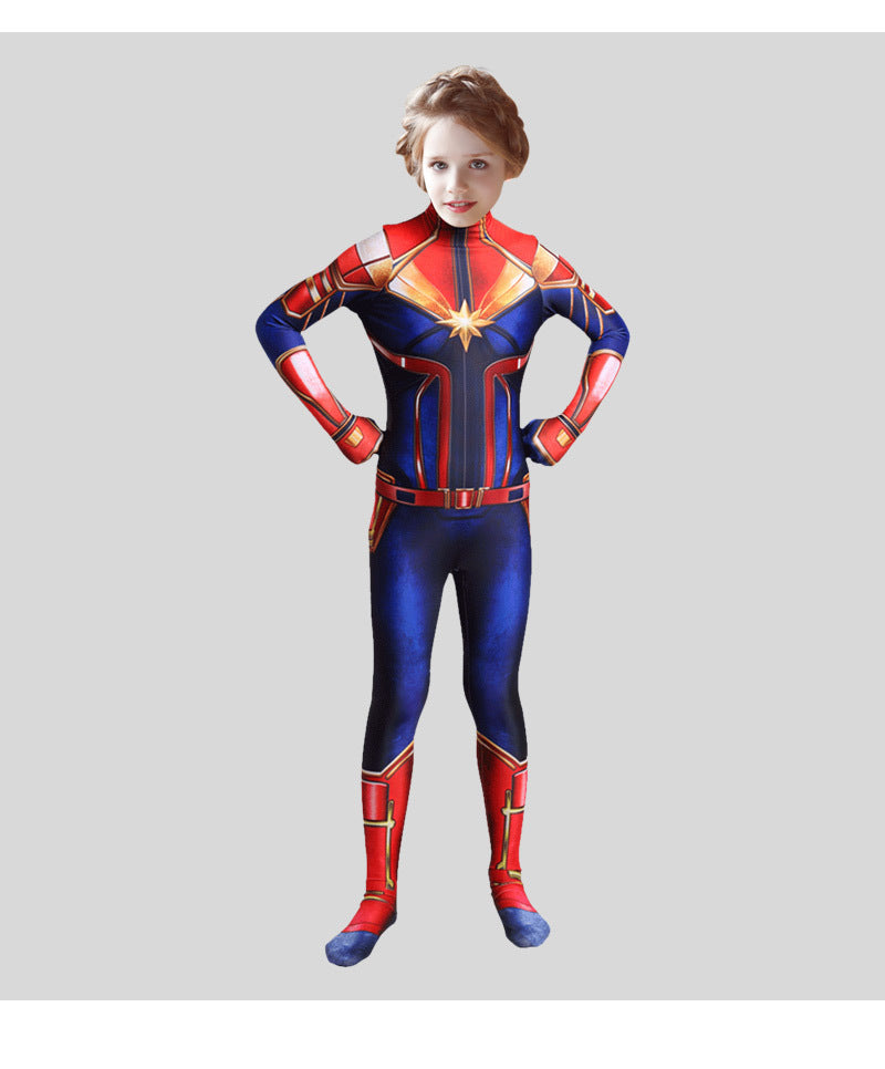 Movie Captain  Cosplay Costume Women Superhero Cos Stage Jumpsuit Halloween Carnival Role Play Party Zentai  Kids