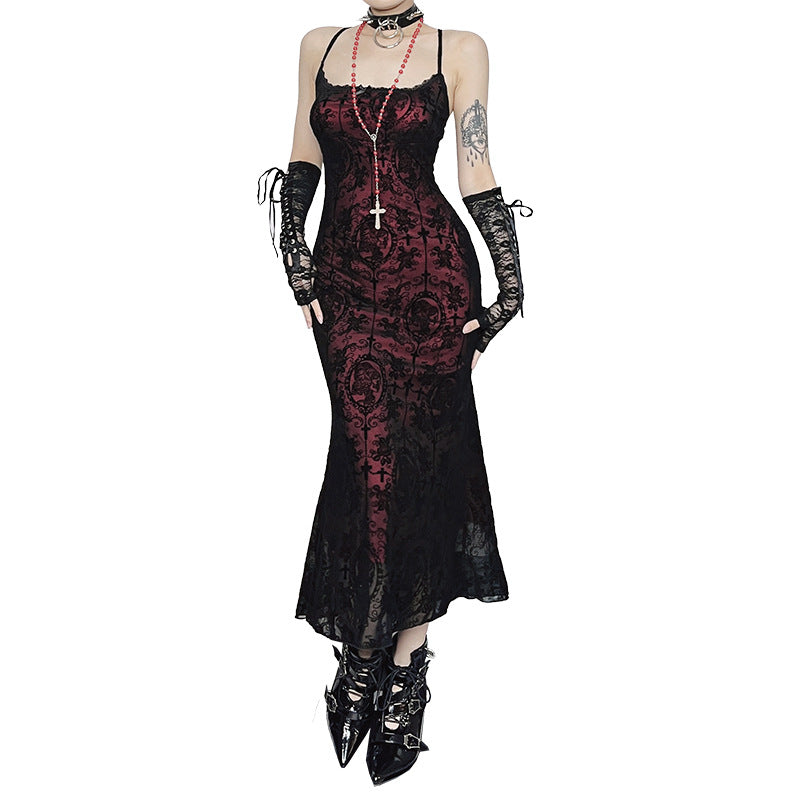Long Fishtail Dress for Women Robe New Spaghetti Strap Sleeveless Backless Ruched  Vintage  Maxi Dress Vestidos