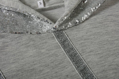 Fashion Trend Autumn and Winter Pop Hot Sequins Printed Loose Hoodie Woman