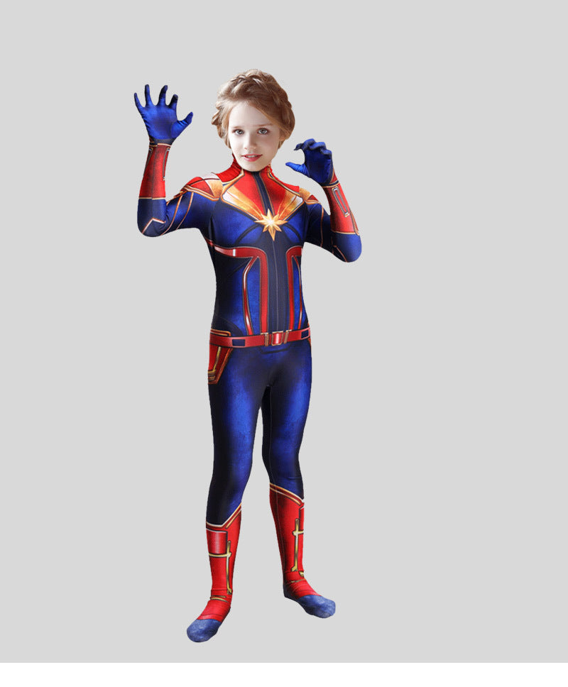 Movie Captain  Cosplay Costume Women Superhero Cos Stage Jumpsuit Halloween Carnival Role Play Party Zentai  Kids