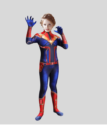 Movie Captain  Cosplay Costume Women Superhero Cos Stage Jumpsuit Halloween Carnival Role Play Party Zentai  Kids