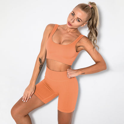 2PCS Women Yoga Set Gym Set Sexy Bra Seamless Sports Shorts Workout Running Clothing Gym Wear Athletic Sport Suit