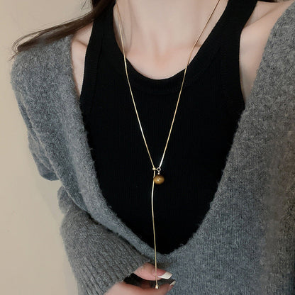 Fashion Metal Long Pull Necklaces for Women Luxury Elegant Silver Color Matte Snake Bone Chain Necklace Jewelry Accessories Gift