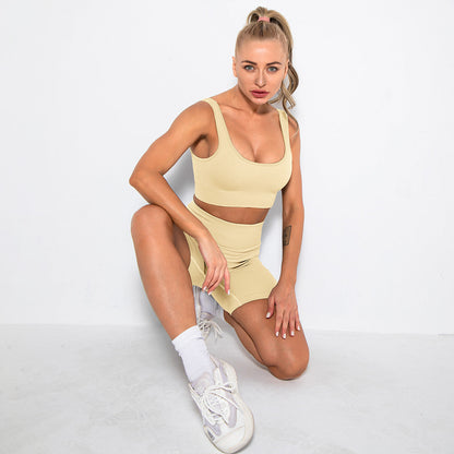 WAREBALL 2PCS Women Yoga Set Gym Set Sexy Bra Seamless Sports Shorts Workout Running Clothing Gym Wear Athletic Sport Suit