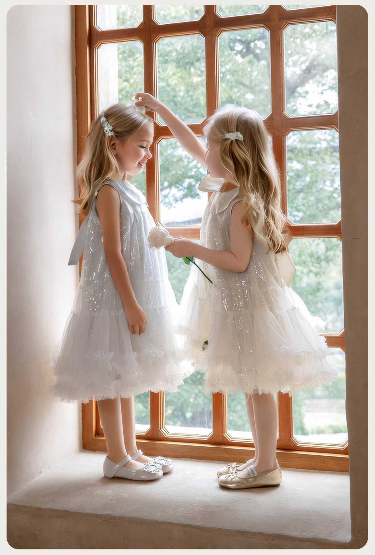 Summer Kid Girl Dress Peter Pan Collar Baby Glitter Mesh Princess Birthday Party Dress 2026 Gauze Dress For Children Girl