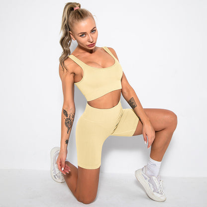 2PCS Women Yoga Set Gym Set Sexy Bra Seamless Sports Shorts Workout Running Clothing Gym Wear Athletic Sport Suit