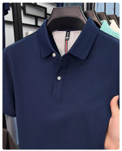 100% cotton short sleeve polo shirt comfortable lightweight high-end brand fashionable simple summer men's casual lapel T-shirt