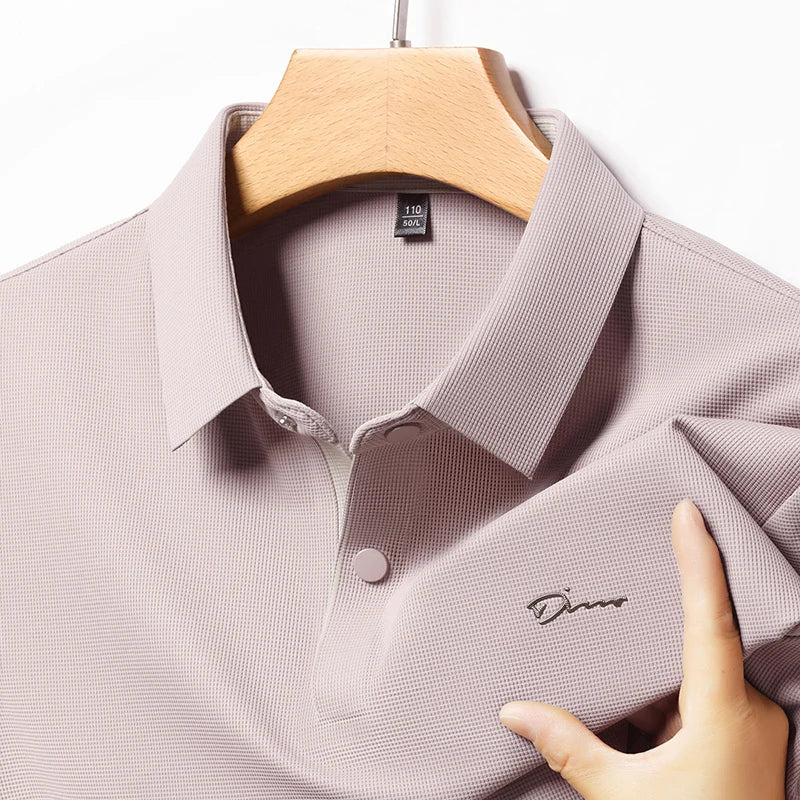 2025 High-end Brand Men's Short Sleeved Polo Shirt Summer Fashion D-letter Casual Business Ice Silk Cool T-shirt