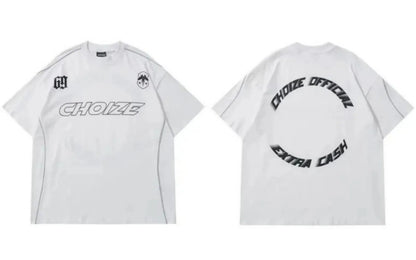 Camiseta masculina de verão moderna com estampa de letras 69, poliéster microelástico, respirável, gola redonda, para atividades ao ar livre e estilo urbano