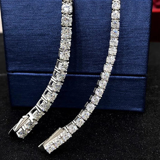 2-5mm D Color Full Moissanite Tennis Bracelet for Women Men S925 Silver Plated 18k White Gold Hidden Buckle Bracelet GRA Jewelry