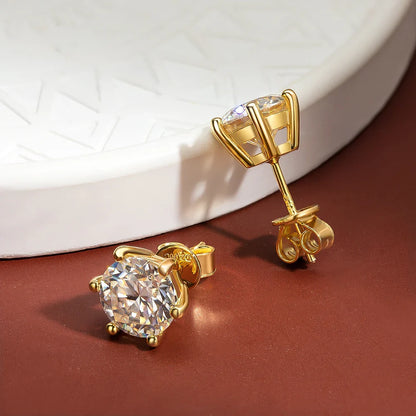 Real 1 Carat D Color Moissatine Stud Earrings For Women D Color 925 Sterling Silver Earrings Wedding Party Fine Jewelry