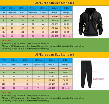 A stylish, casual and fitness two-piece set for men's autumn and winter 2025: zipper hoodie, long-sleeved pullovers and jogging