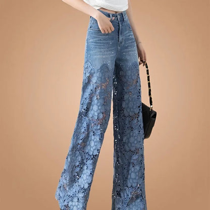 Y2k Women's cute jeans High Leg Waisted Denim Pants