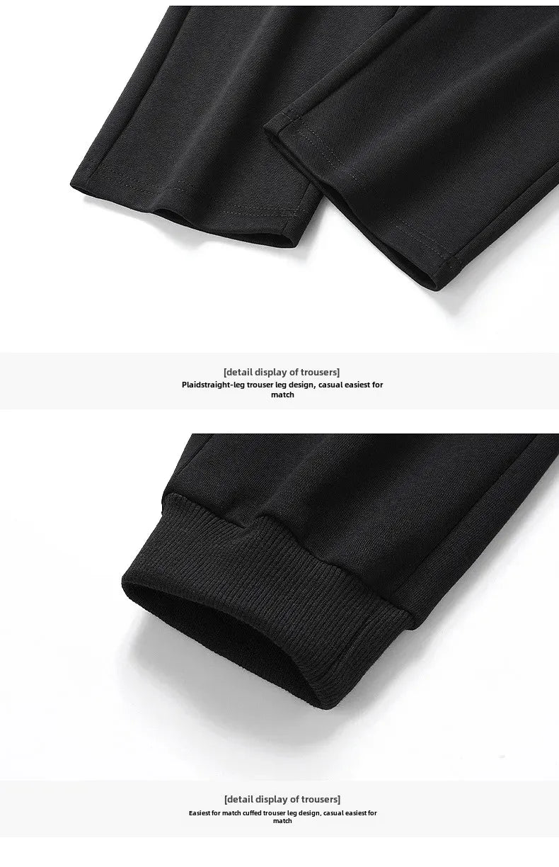 Spring Autumn New Men's Cotton Sports Suit Stand Collar Sweatshirt Middle-Aged And Elderly Casual Stylish Cardigan Loose-Fit 2-P