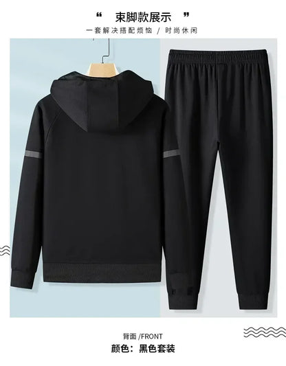 Men Running Sports Tracksuits Hoodies Zipper Outwear Sportwear+Sweatpants Sets Male Workout Sports Outfit Autumn Spring Sets men