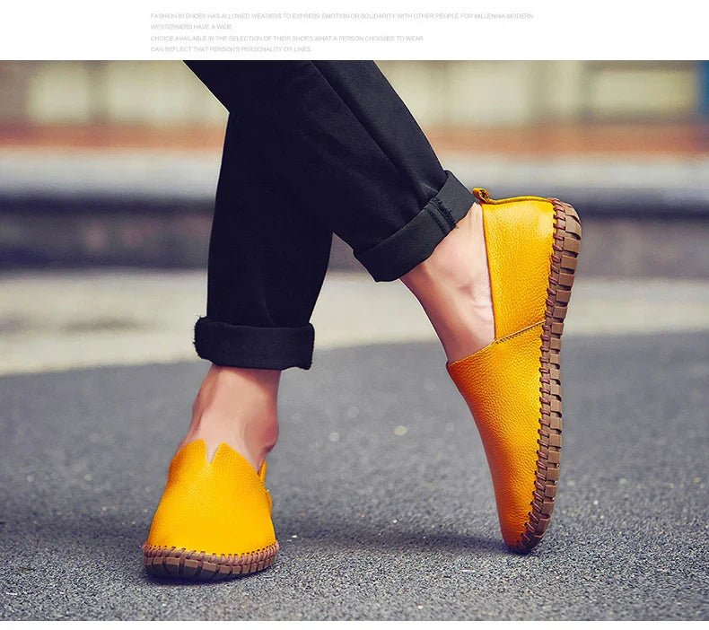 Fashion Men's Driving Shoes Handmade Leather Men Loafers Soft Breathable Men's Casual Shoes