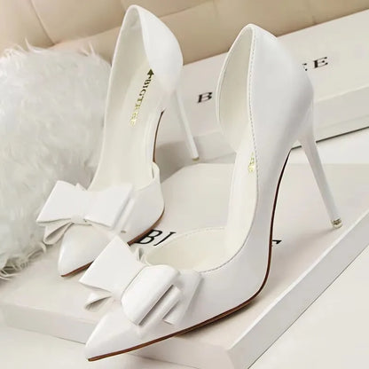 Shoes Bow-knot Woman Pumps Stiletto 10.5 Cm Women Basic Pump Pointed Toe Classic Pumps Sexy High Heels Women Shoes 2026