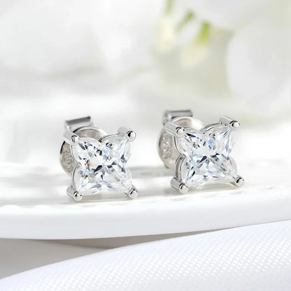 0.4CT 0.8CT Flower Cut Moissanite Stud Earrings for Women Men D Color Vvs1 Birthday Gift Jewelry S925 Sterling Silver