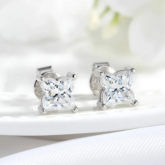 0.4CT 0.8CT Flower Cut Moissanite Stud Earrings for Women Men D Color Vvs1 Birthday Gift Jewelry S925 Sterling Silver