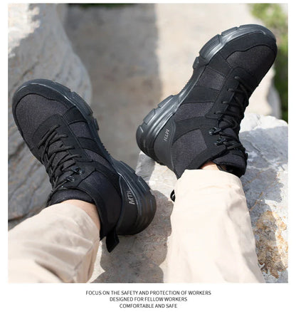 Protective Safety Shoes Men Indestructible Steel Toe Work Shoes Anti-smash Anti-puncture Safety Work Boots Breathable High top
