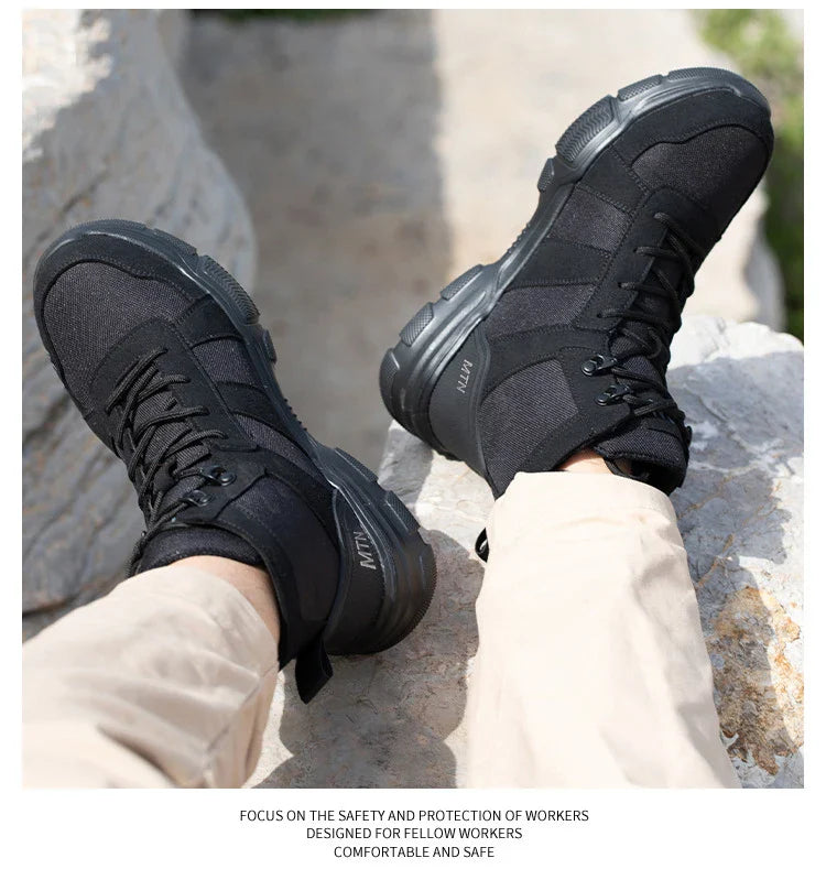Rotating Button Style Protective Shoes Men Safety shoes Anti-Smash Puncture-Proof Indestructible Work Boots Steel Toe Men Shoes