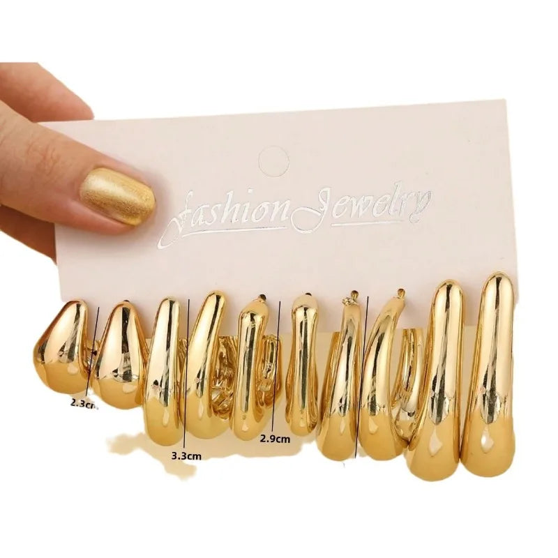 New Fashion, Simplicity, Creativity, Personality, C-shaped Water Drop, C-shaped Bean Women's Earring Set