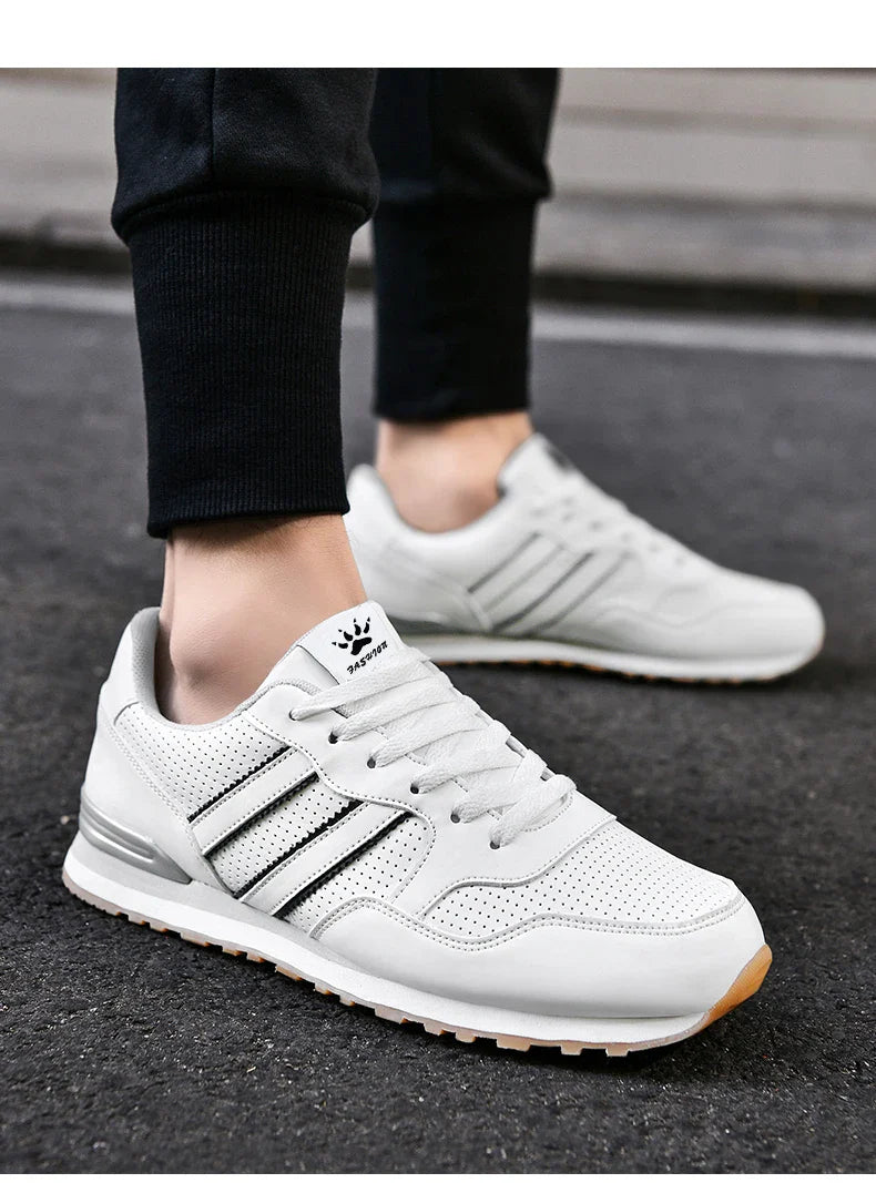 High Quality Men's Vulcanized Sneakers Leather Casual Shoes Breathable Mesh Men Tennis Shoes Male Flat Shoe Zapatillas Hombre