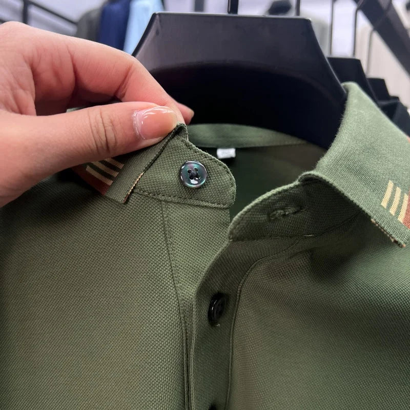 Luxury Design Men's Polo Shirt Lapel Short Sleeve T-Shirt Summer New Solid Color Simple Fashion Casual Business Office Menswear