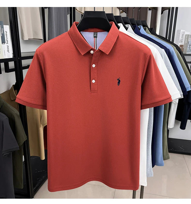 Luxury brand short sleeve men polo shirt summer ice silk breathable high-end pony embroidery design casual business Paul T-shirt