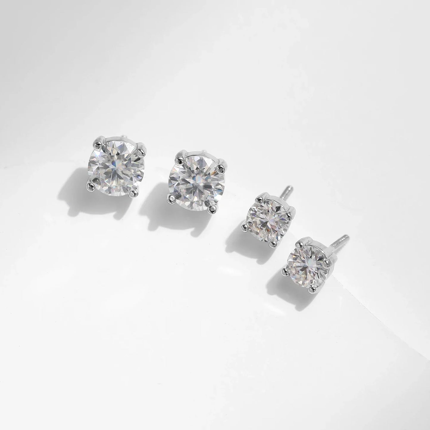 1.00Ct 2.00Ct Moissanite D Color Lab Diamond Stud Earrings For Women 925 Sterling Silver Basic Design Wedding Jewelry