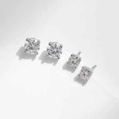 1.00Ct 2.00Ct Moissanite D Color Lab Diamond Stud Earrings For Women 925 Sterling Silver Basic Design Wedding Jewelry